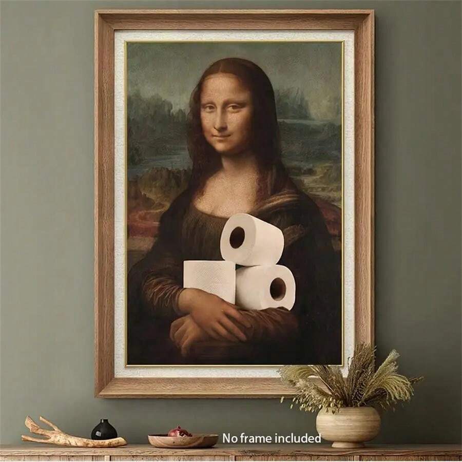 Funny Mona Lisa Toilet Paper Canvas Wall Art Classic Art With A Twist
