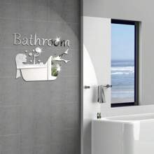 DIY Acrylic Mirror Enjoy Life Pattern And Bathroom Letter Sign - Self-Adhesive Wall Sticker, Suitable For Home And Bathroom Decor, Easy Installation Small Mirror Wall Decor Bath Rug Floor Carpet Fall Decor Bathroom Accessories