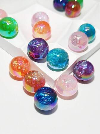 10pcs 16mm Super Shiny Galaxy Star Beads, Sparkling Stellar Beads For DIY Jewelry Making And Decorations, Suitable For Necklaces, Bracelets, Bag Charms, Phone Straps