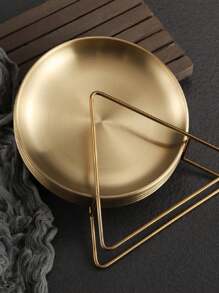 6 pièces Set d'assiettes en acier inoxydable de style coréen avec rack, plat rond peu profond pour barbecue, pot-au-feu, restaurant, assiette à en-cas d'os. Cadeau de Noël, fournitures scolaires