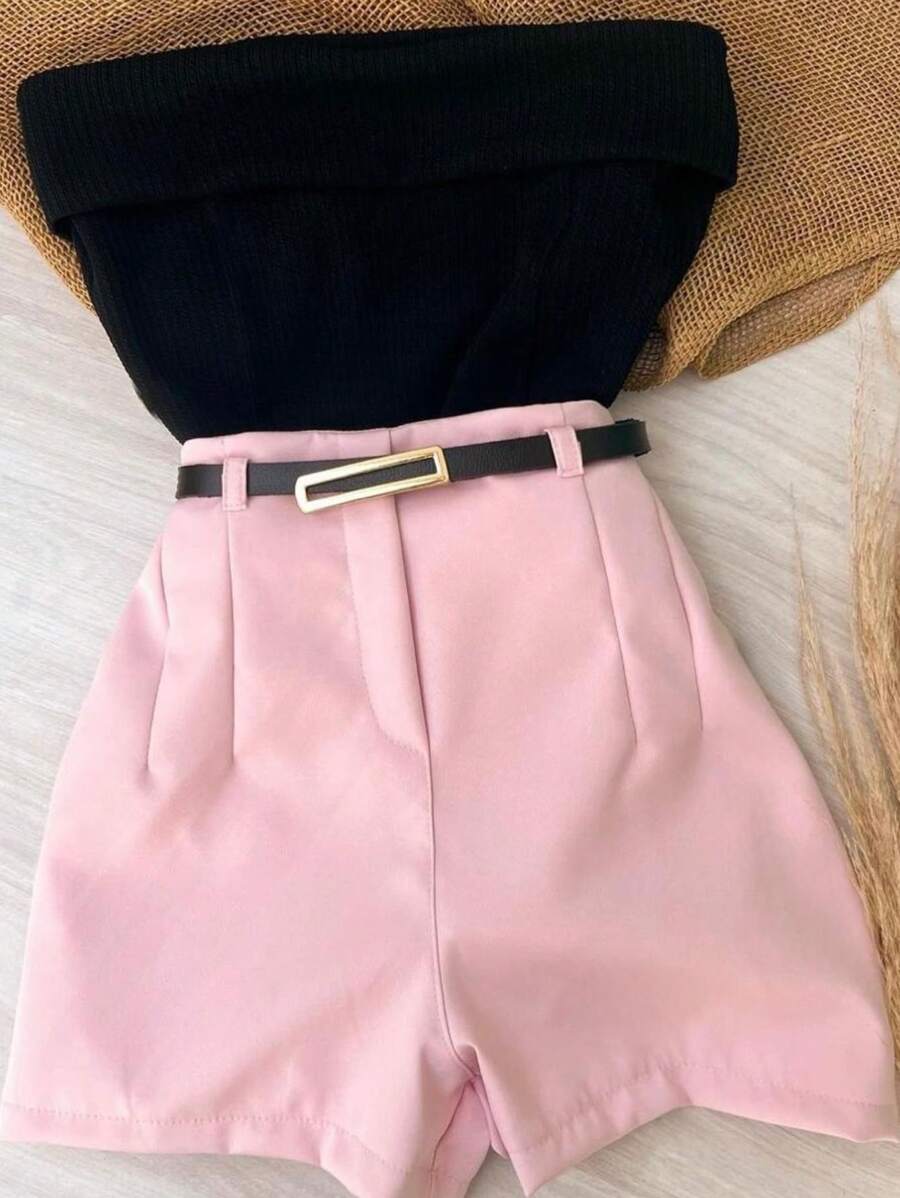 ISA TAILORED SHORTS WITH THIN BELT NEW - 淺粉色 - 查看 1