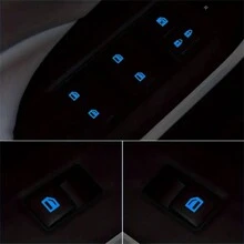 18 pegatinas pequeñas de botones de control de ventana, pegatinas reflectantes fluorescentes dentro del coche