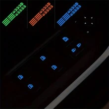 18 pegatinas pequeñas de botones de control de ventana, pegatinas reflectantes fluorescentes dentro del coche