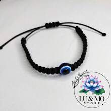 Adjustable Evil Eye Macramé Bracelet - màu đen - Xem 3