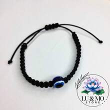Adjustable Evil Eye Macramé Bracelet - màu đen - Xem 2