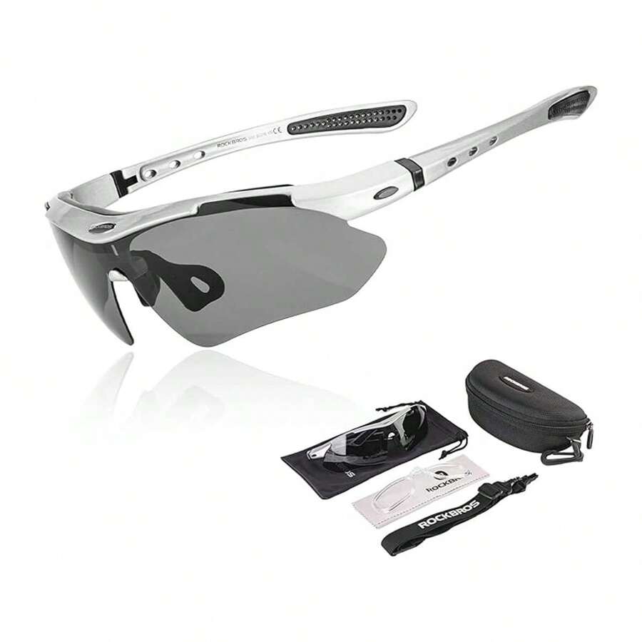 ROCKBROS Cycling Glasses, Self-Tinting Sunglasses For Men Women UV 400 With Headband Outdoor Sports For Glasses Wearers Driving Running MTB - 灰色 - 查看 1