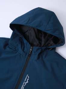Plus Size Men's Hooded Outdoor Softshell Jacket, Casual Sports Windbreaker