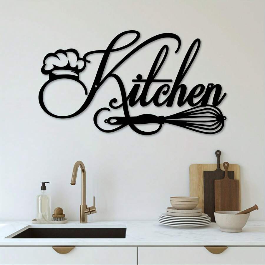 Placa de cozinha de metal rústica de fazenda de 1 peça - decoração de parede desgastada, fácil de pendurar, perfeita para casa, cozinha ou sala de jantar, decorações de Mardi Gras e Páscoa, decoração de casa, decoração de quarto, presentes de decoração de parede, aniversário, formatura, decoração de cozinha