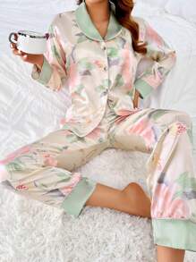 Satin Simulation Silk Lotus High-End Breathable Silk Slip Pajamas For Women, Soft Simulation Silk Suit Set Can Be Worn Externally - 混合色 - 查看 3