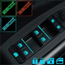 18 pegatinas pequeñas de botones de control de ventana, pegatinas reflectantes fluorescentes dentro del coche