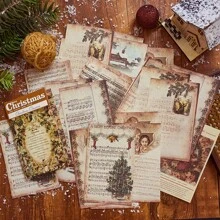 50pcs/Pack Christmas Themed Scrapbooking Paper, DIY Decoration Craft Paper, Holiday Gift, Handmade Collage Material, Personalized Scrapbook Planner, Creative School Supplies - Red - View 3