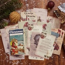 50pcs/Pack Christmas Themed Scrapbooking Paper, DIY Decoration Craft Paper, Holiday Gift, Handmade Collage Material, Personalized Scrapbook Planner, Creative School Supplies - Red - View 4
