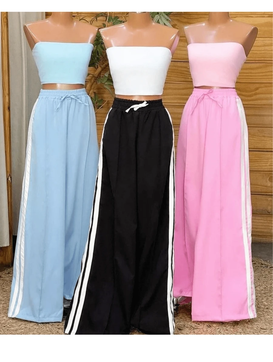 Women's Sweatpants Track Pants Side Stripe Candy Colors Pastel Color - 淺粉色 - 查看 1