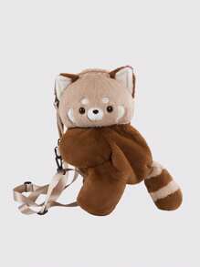 可爱派对浣熊毛绒背包，动物造型卡通单肩斜挎包，大容量手机钱包，节日派对个性背包，女士化妆包，时尚校园背包，生日礼物