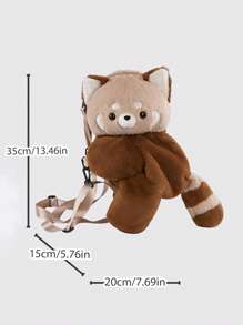 可爱派对浣熊毛绒背包，动物造型卡通单肩斜挎包，大容量手机钱包，节日派对个性背包，女士化妆包，时尚校园背包，生日礼物