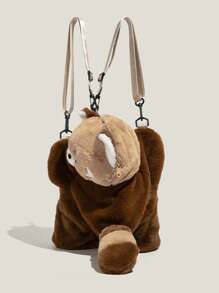 可爱派对浣熊毛绒背包，动物造型卡通单肩斜挎包，大容量手机钱包，节日派对个性背包，女士化妆包，时尚校园背包，生日礼物