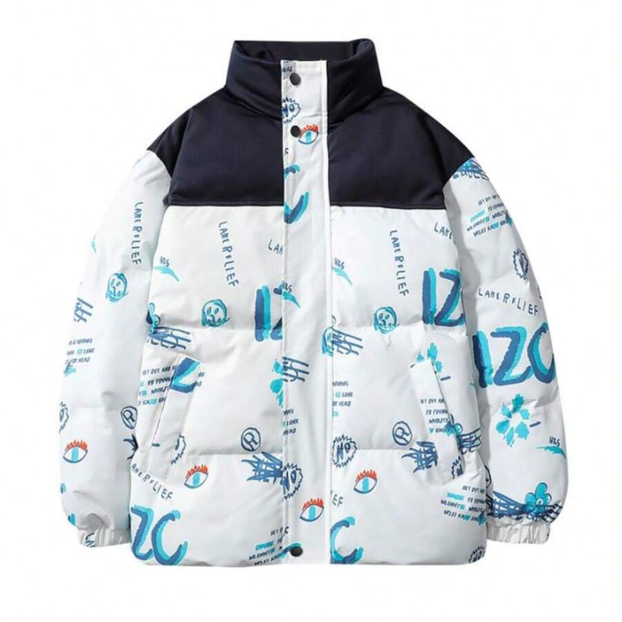 Fashion Winter Coat Color Blocking Jackets For Young Men | SHEIN USA