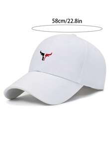 1 pièce Casquette de baseball unisexe avec imprimé minimaliste de tête de taureau, chapeau de soleil, chapeau de sport décontracté pour homme et femme, adapté aux déplacements quotidiens