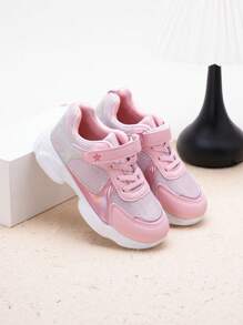 1 双女童透气网眼运动鞋，软底防滑儿童户外休闲跑步运动鞋，适合春夏秋冬 - 粉色 - 查看 4