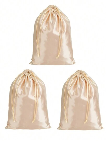 3/6/10件缎面假发袋假发携带袋头发束带袋包装收纳袋柔软假发袋用于假发束发用品家庭和沙龙使用