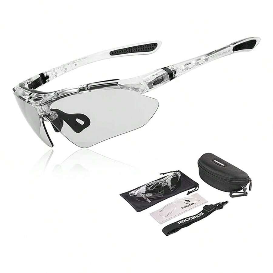ROCKBROS Cycling Glasses, Self-Tinting Sunglasses For Men Women UV 400 With Headband Outdoor Sports For Glasses Wearers Driving Running MTB - 無色 - 查看 1