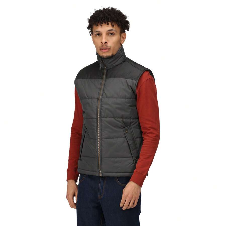 Regatta Mens Standout Altoona Insulated Bodywarmer Jacket - 50% Polyester/50% Fleece - (RG1619) - 海豹灰/黑色 - 查看 1