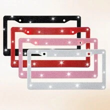 1 件 Bling Bling 塑料汽车牌照框，带手工水晶钻，多色、防锈、耐用，带配件可作为圣诞礼物 - 彩色 - 查看 7