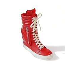 Zapatillas de moda de caña alta con cordones, zapatos de calle con bolsillo lateral, Racer-1 - Rojo - Ver 4