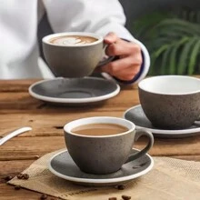 1 Set Vintage Style Ceramic Coffee Cup & Saucer Set, 10.14 Oz - Perfect For Espresso, Cappuccino And Latte Art, Dishwasher Friendly, Back To School - Multicolor - View 5