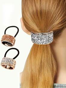 2 dây buộc tóc đuôi ngựa đính đá lấp lánh, phụ kiện tóc lý tưởng cho tiệc tùng & thiết kế kiểu tóc ngày lễ, quà tặng cho bé gái/quý cô - Nhiều màu - Xem 6