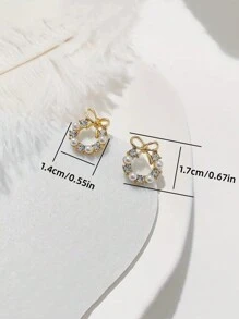 1 对人造锆石和人造珍珠花耳环，非常适合作为情人节的圣诞礼物 - 彩色 - 查看 4