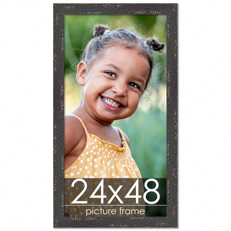 Custompictureframes.Com 24x48 Shabby Chic Picture Frame UV Resistant Acrylic Available In 9 Finishes - 黑色 - 查看 1