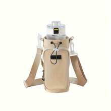 `1PC Nylon Water Bottle Carrier With Adjustable Shoulder Strap, Insulated Outdoor Hiking Camping Travel Accessory With Zippered Pockettravel Organizer Small Suitcase Accessories Home Cruise Essentials Travel Bag Mini Portable Travel Organizer Portable Holiday Organizer