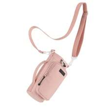 `1PC Nylon Water Bottle Carrier With Adjustable Shoulder Strap, Insulated Outdoor Hiking Camping Travel Accessory With Zippered Pockettravel Organizer Small Suitcase Accessories Home Cruise Essentials Travel Bag Mini Portable Travel Organizer Portable Holiday Organizer