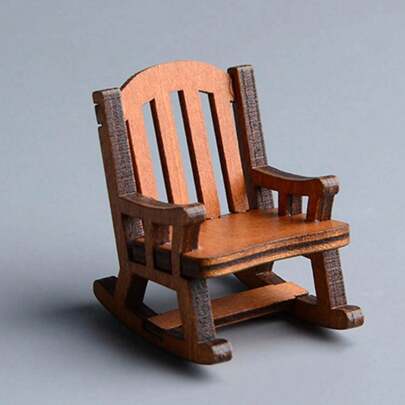 1pc Japanese Style Wooden Rocking Chair, Cute Home Decor, Suitable For Scene Shooting & Resin Crafts Desktop Decoration To Display Your Favorite Decorations Or Action Figures Best Gifts Birthday Graduation