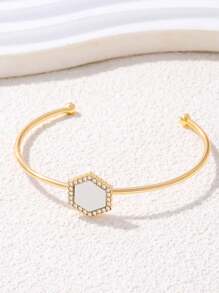 1 chiếc vòng tay bằng nhựa khảm đá hình lục giác cổ điển, quà tặng thời trang cho phụ nữ - Vòng tay kim cương hình lục giác - Xem 21