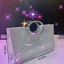 轻巧、商务休闲水钻装饰水桶包迷你抽绳设计、透明包时尚珍珠包晚宴包、晚餐包迷人、优雅、精致、安静的奢华水钻，适合派对女孩、女士、新娘，非常适合派对、晚宴/宴会圣诞派对礼服