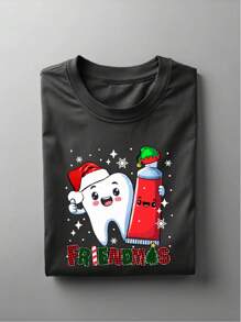 Dental Christmas Shirt, Christmas Teeth T-Shirt, Dentist Office Manager Holiday Tee, Dental Hygienist Shirt, Dental Assistant Xmas Gift Tee. UA-365 - 黑色 - 查看 1