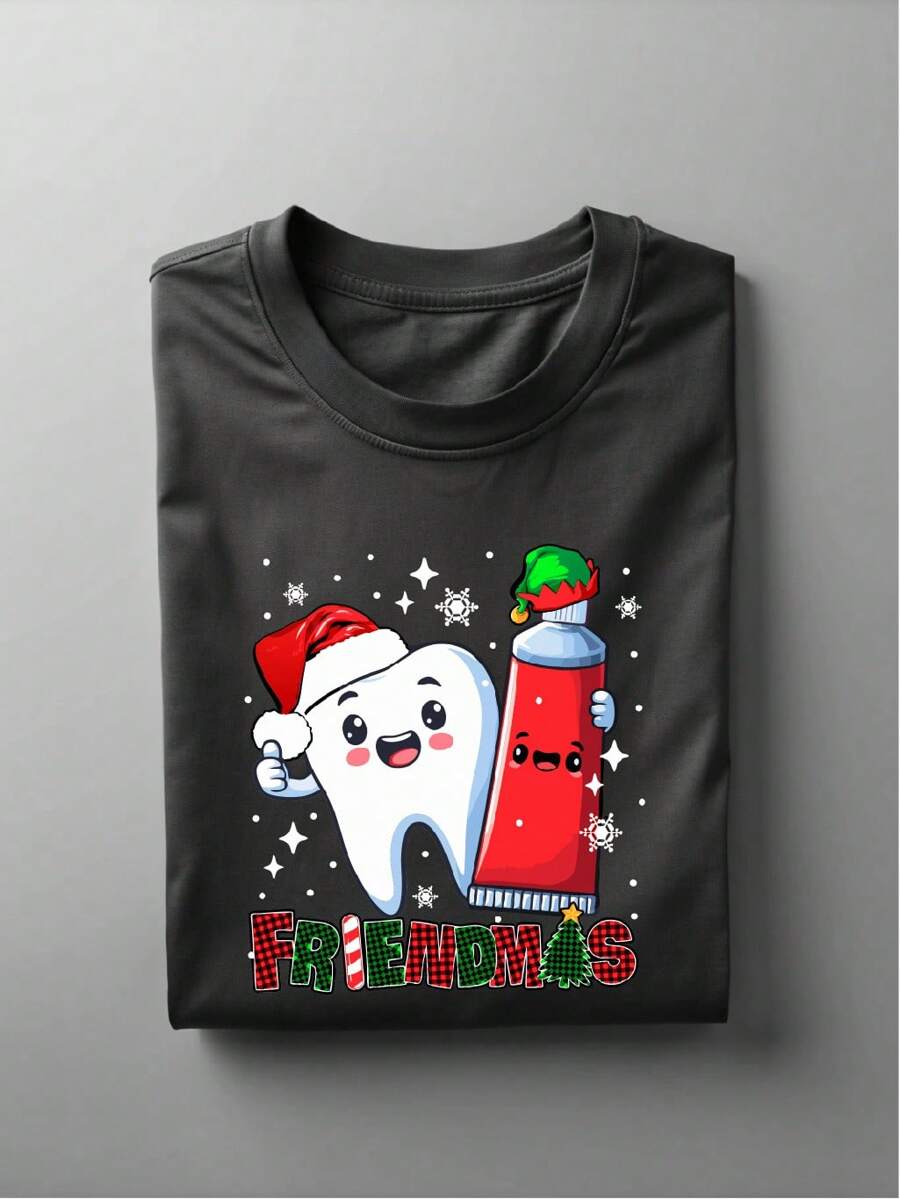 Dental Christmas Shirt, Christmas Teeth T-Shirt, Dentist Office Manager Holiday Tee, Dental Hygienist Shirt, Dental Assistant Xmas Gift Tee. UA-365 - 黑色 - 查看 1