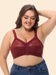 1pc Women's Sheer Lace Nylon Bra, Wireless & Non-Padded With Breathable Sexy Simple European & American Style, Plus Size For Home, Office And Outdoor Wear, Lingerie, Lift