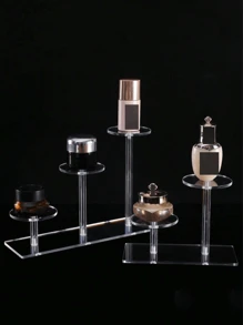 1 pieza Soporte de exhibición circular multifuncional de acrílico transparente, estantería de almacenamiento de escritorio de material de acrílico para joyas/coleccionables/cosméticos/figuras/magdalenas.