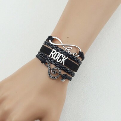 Handmade Rock Hand Gesture Wristband, Forever Love Rock Music, Music Festival Rock Star Accessories