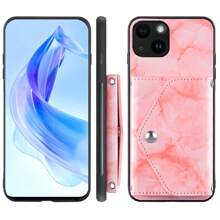 Charm Marble Card Bag Wallet Crossbody Bag With Credit Card Holder Slot Lanyard Wrist Strap Slim Purse Stand Kickstand Phone Case Compatible With Samsung Galaxy/Apple IPhone - Pink - View 5