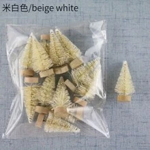 12pcs/Pack Mini Artificial Pine Christmas Trees, Multiple Colors (Blue, Light Green, Green, White, Gold, Silver), Home, Party, Office, Garden Decor, Christmas Decoration, DIY Miniature Snowy Scene Craft Ornaments,Christmas - 12pcs Small Christmas Tree - View 13