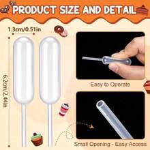 50pcs, 4ml/0.14oz Squeeze Dropper Pipettes for Desserts - Perfect for Macarons, Chocolate, Cupcakes, Ice Cream, Salad, , Sauce, and Jam - Easy to Use and Transfer Liquids - long shape - View 2