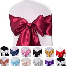 10 Pieces Wedding Satin Chair Belt Chair Decoration Bow Design Chair Ribbon Tie Back Is Suitable For Wedding Banquet Parties, Activity Supplies, Home Decoration, Can Be Used For Christmas Crafts, Dance Dress, Organza Bags, DIY Crafts, Home Decoration