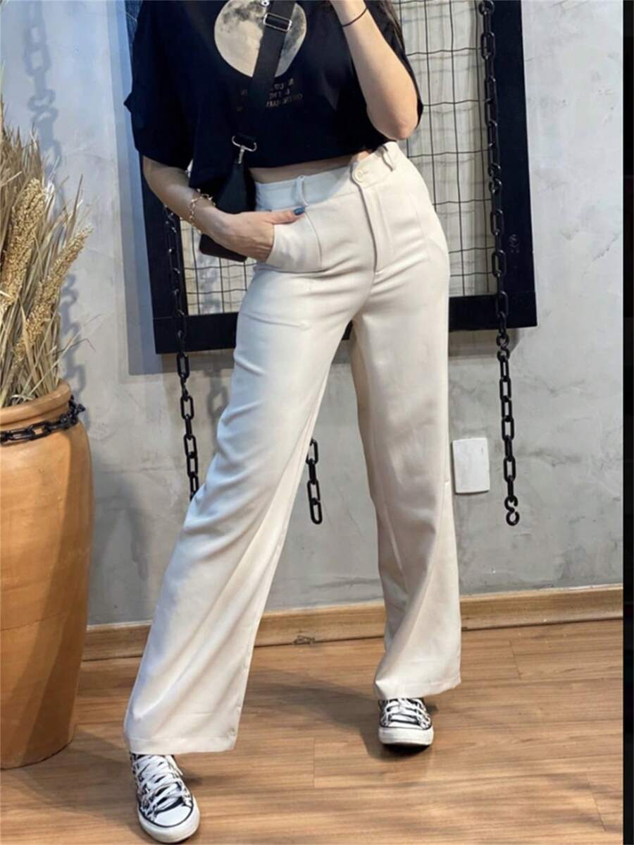 Women Pants - 米色 - 查看 1