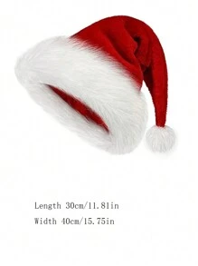 1pcA Thickened Double Plush Santa Hat Fits All Bohemian Party Styles - Red and White - View 3
