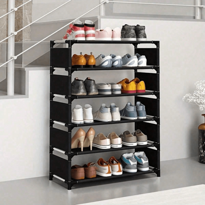 1pc Multi-Layer Plastic Storage Shoes Rack, Free Standing Shoes Rack, Easy Assembled Shoes Storage Shelf, Large Capacity Shoe Shelf, Suitable For Entryway, Hallway, Bedroom, Bathroom, Living Room