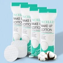 100片装去角质洁面棉片，适用于面部卸妆，可用作爽肤棉片、洁面棉片、天然卸妆洁面棉片，华夫格纹理低敏棉片，直径2.36英寸，圆形清洁棉签